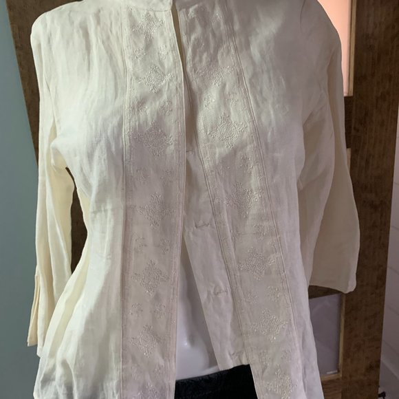 100% linen deanne & off white small top - Picture 4 of 9
